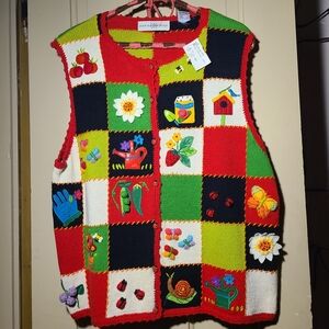 Marisa Christina Colorful Patchwork Sweater Vest